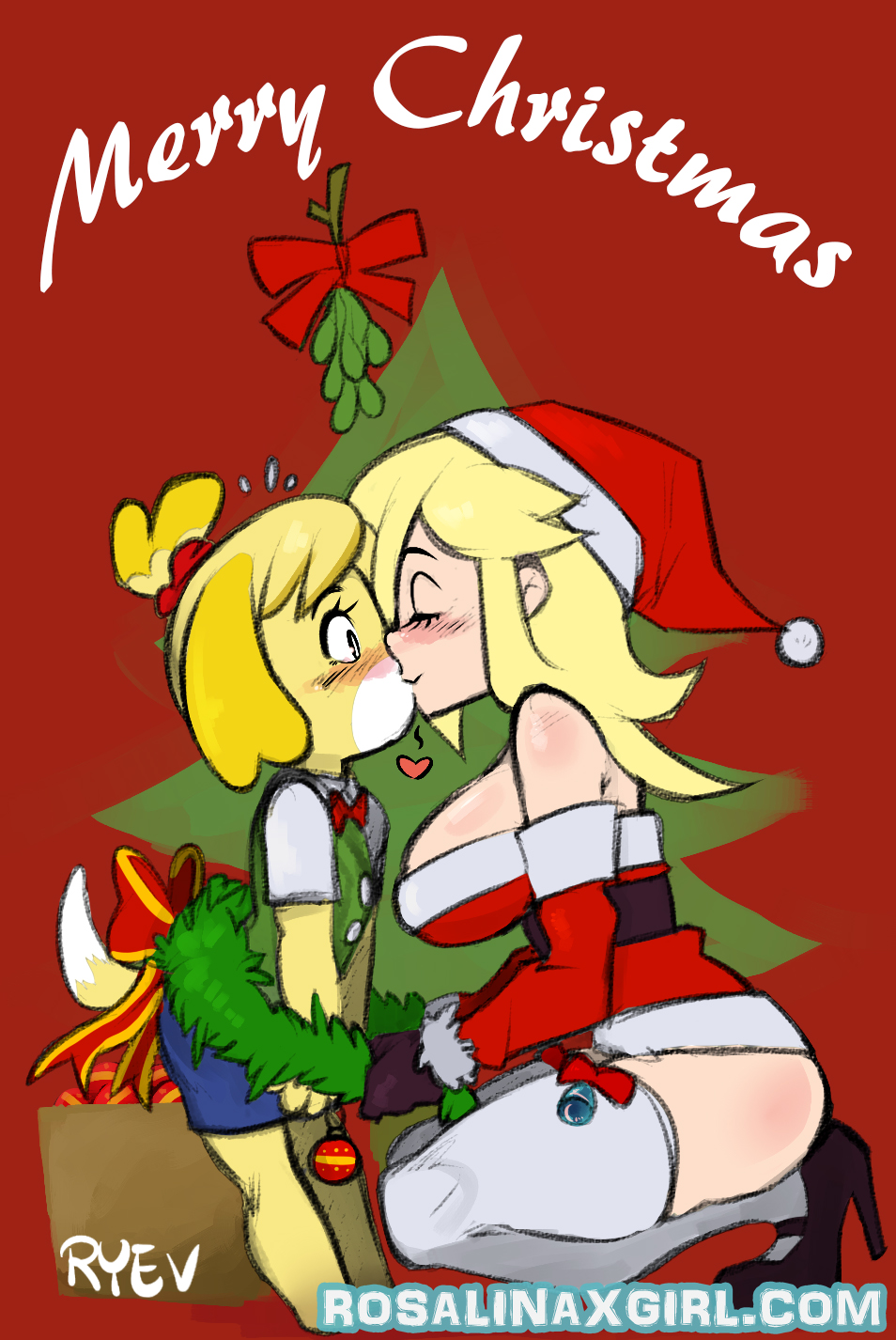 Rosalina Nintendo Animal Crossing Isabelle christmas kiss