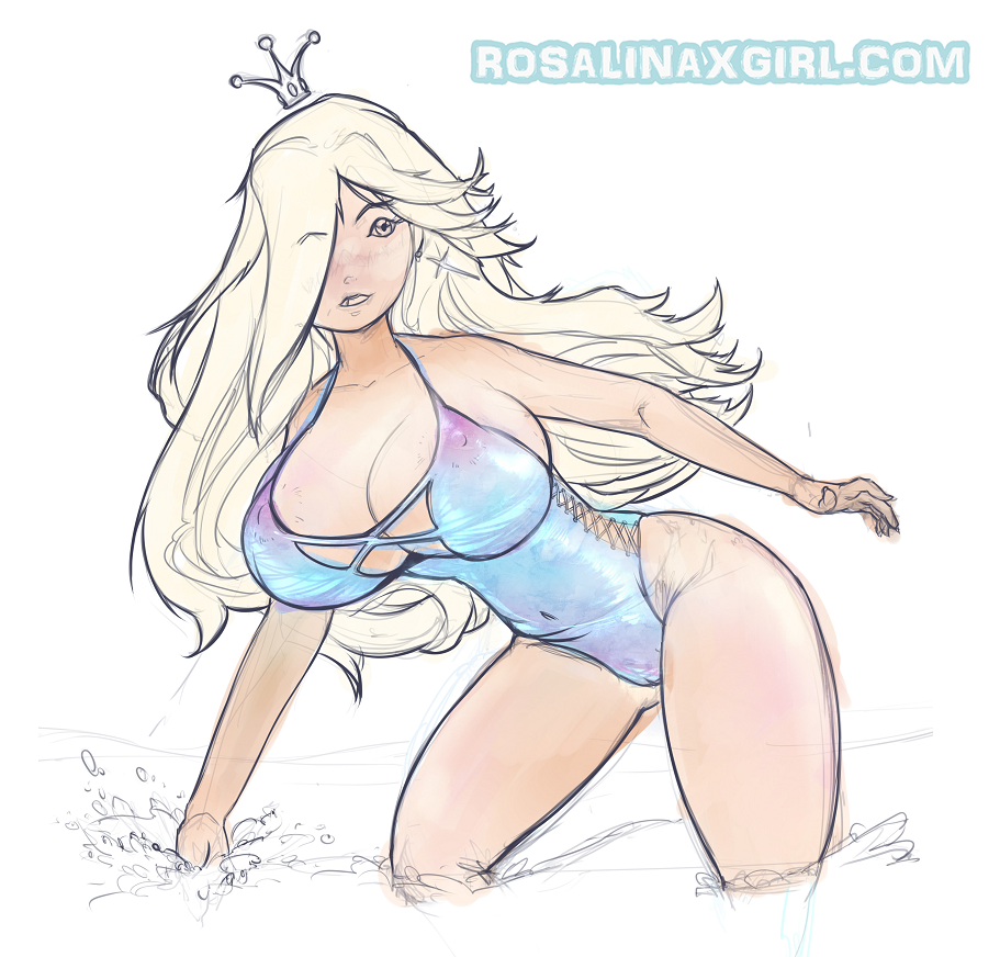 princess Rosalina nintendo sexy ecchi summer beach sea swimsuit